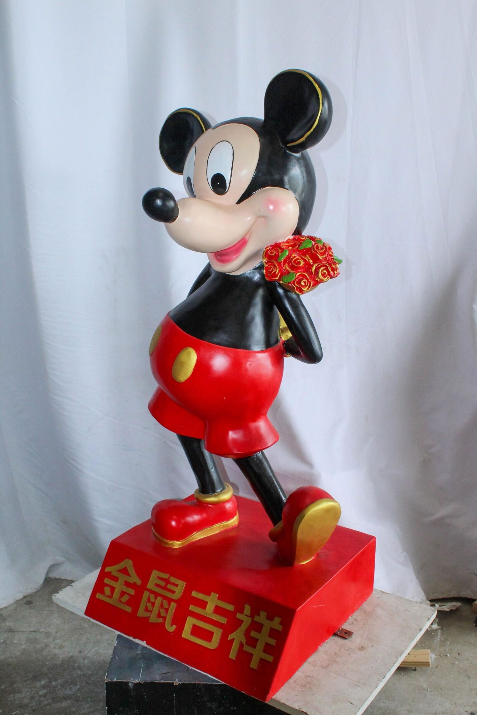 Large Cartoon Girl Character Holding Gold Bowl Statue 21" x 21" x 47"H - 12