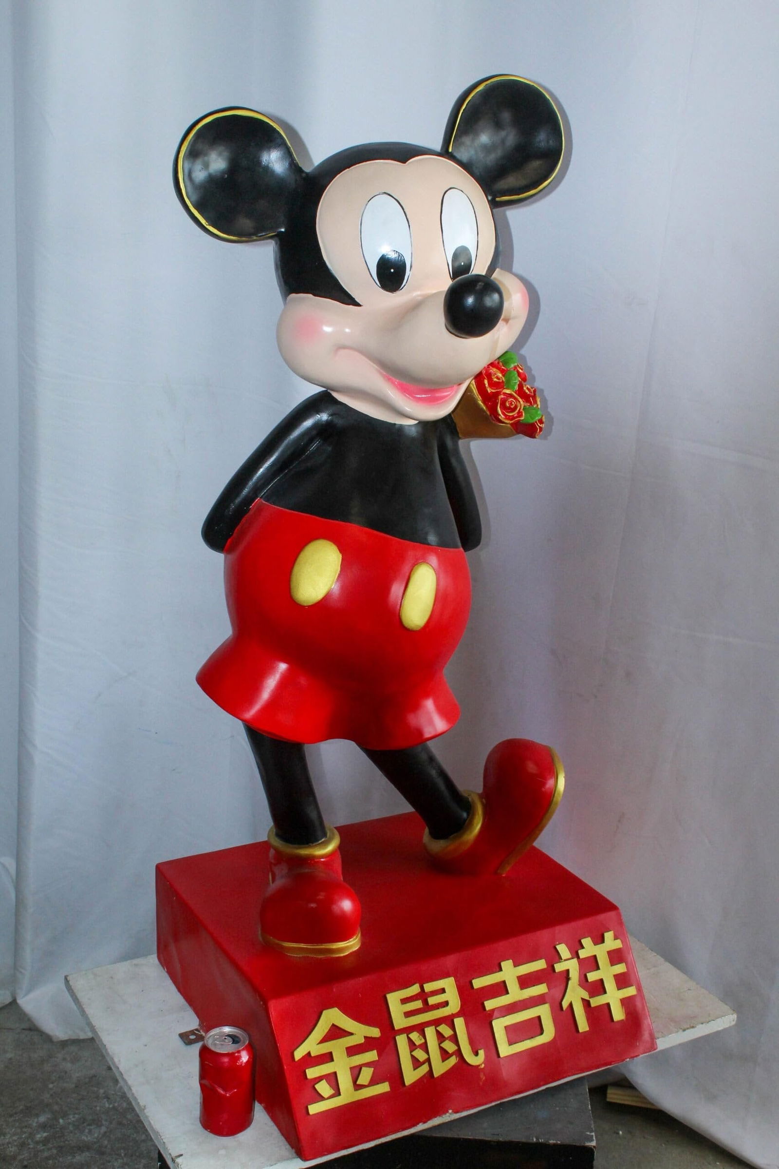 Large Cartoon Girl Character Holding Gold Bowl Statue 21" x 21" x 47"H - 3