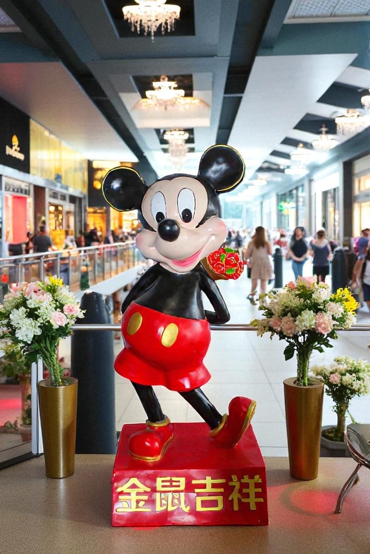 Large Cartoon Girl Character Holding Gold Bowl Statue 21" x 21" x 47"H - 4