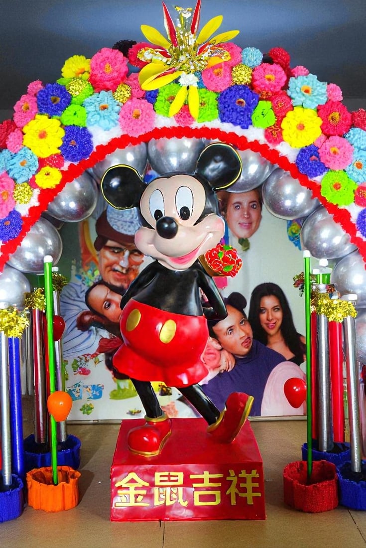 Large Cartoon Girl Character Holding Gold Bowl Statue 21" x 21" x 47"H - 6