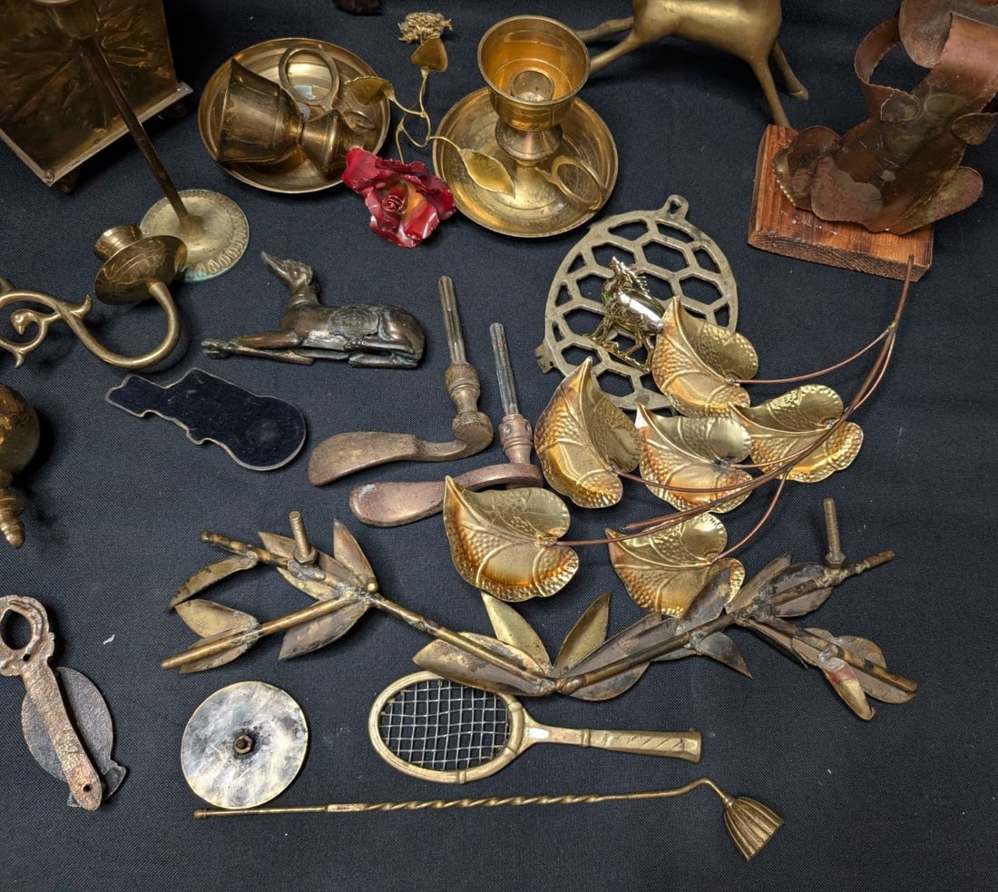 HUGE 10+ lbs Vintage Brass Decor Lot 21pc Mixed Animal Floral Sconce Wall Art - 15