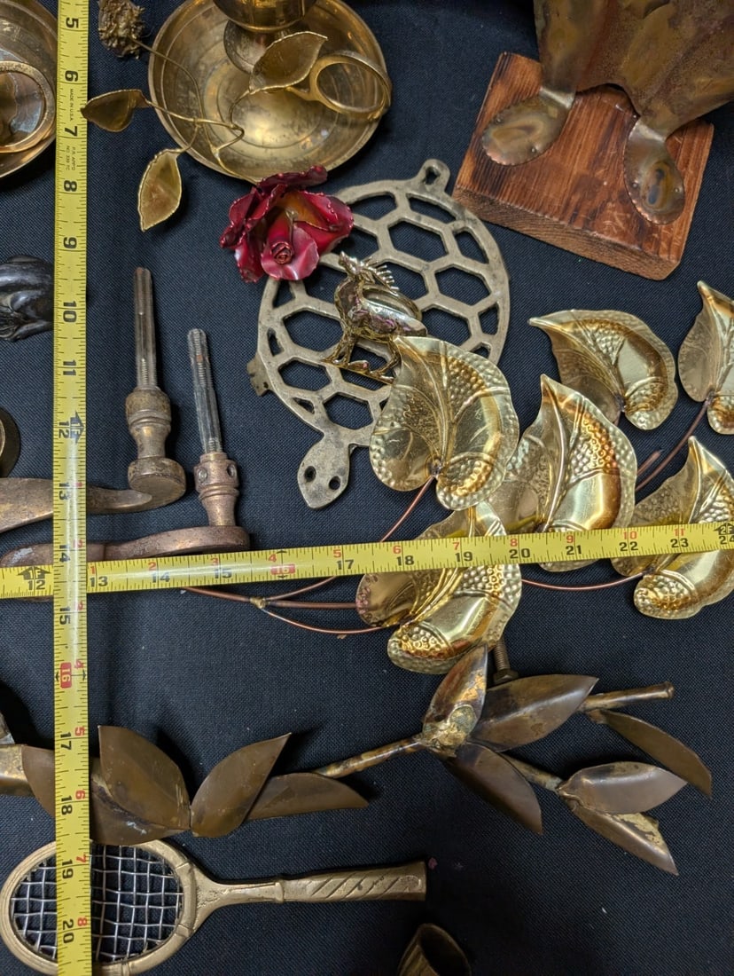 HUGE 10+ lbs Vintage Brass Decor Lot 21pc Mixed Animal Floral Sconce Wall Art - 18