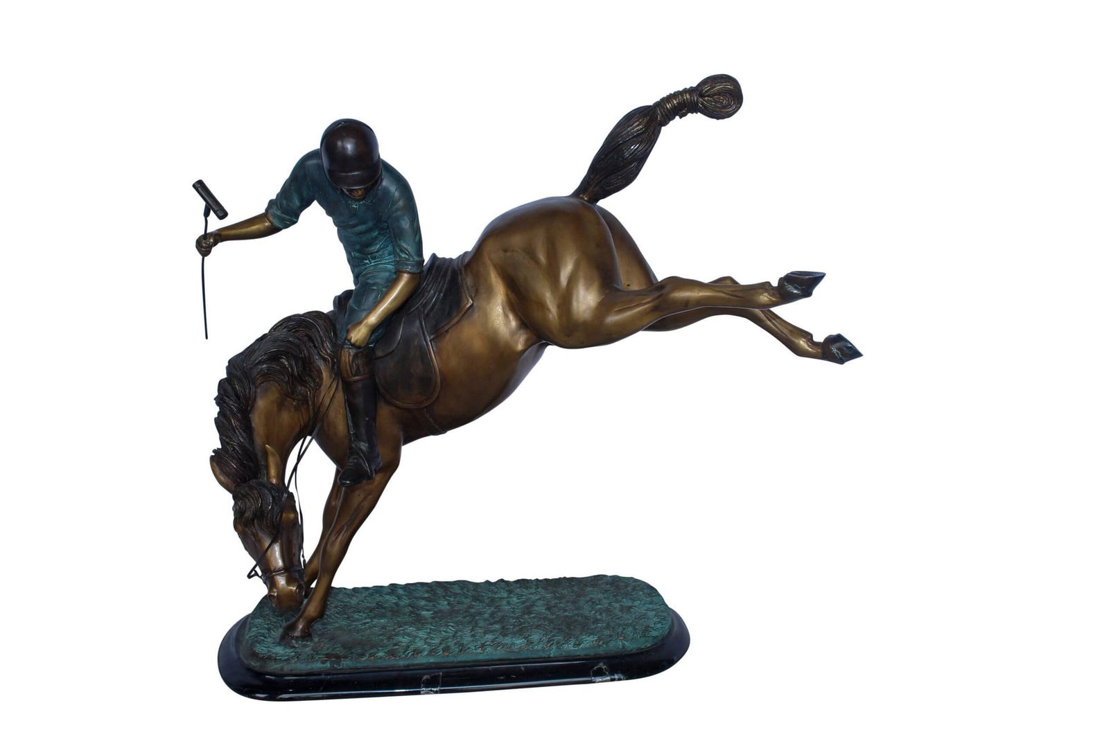 Dynamic Polo Player and Horse in Game Action Bronze Statue 21" x 11" x 22"H (1 of 8)
