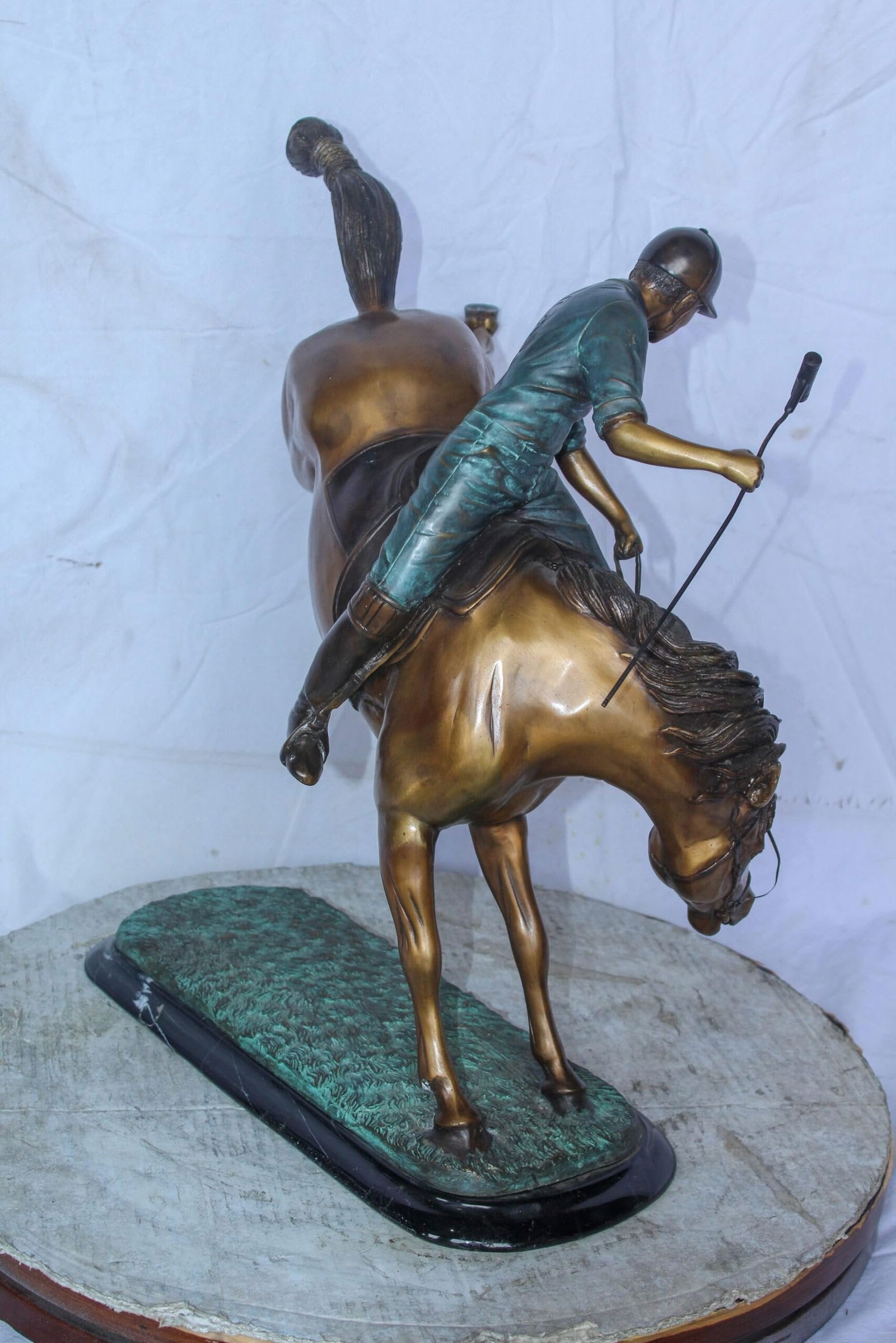 Dynamic Polo Player and Horse in Game Action Bronze Statue 21" x 11" x 22"H - 5