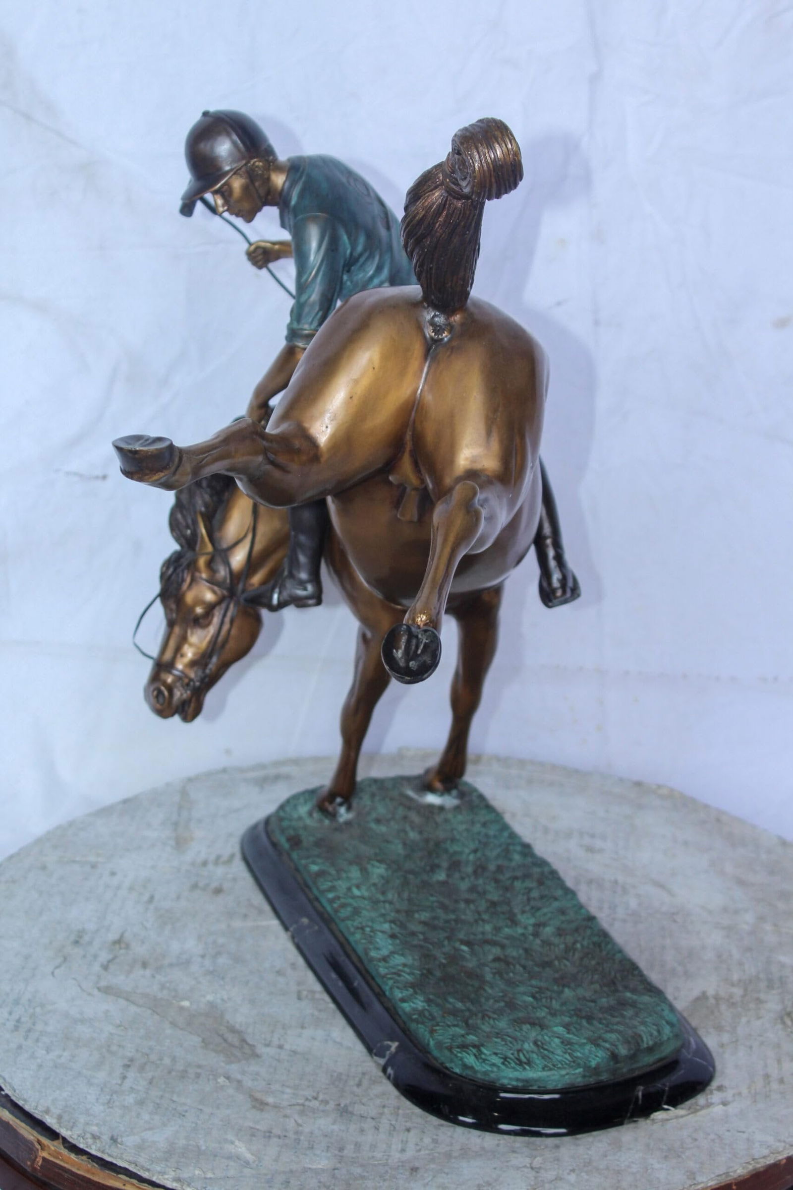 Dynamic Polo Player and Horse in Game Action Bronze Statue 21" x 11" x 22"H - 8