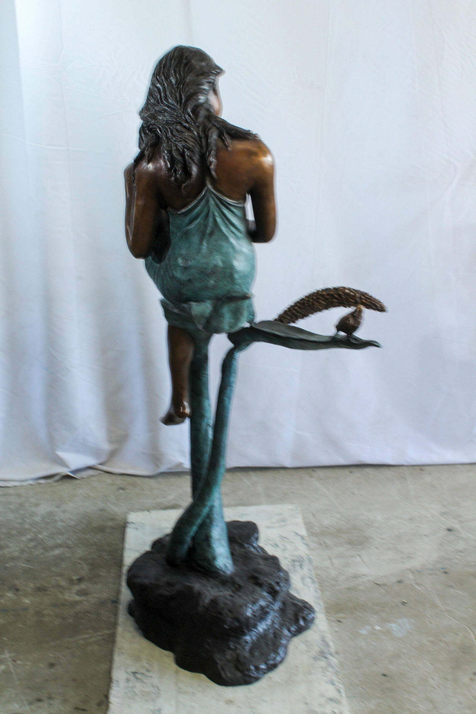 Bronze Girl on Vine Statue – Large Indoor/Outdoor Sculpture, Handcrafted Lost Wax Casting, Young - 5