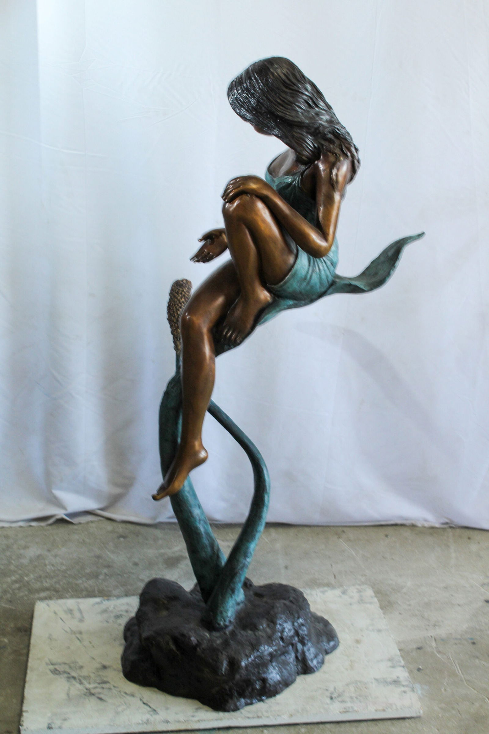 Bronze Girl on Vine Statue – Large Indoor/Outdoor Sculpture, Handcrafted Lost Wax Casting, Young - 7