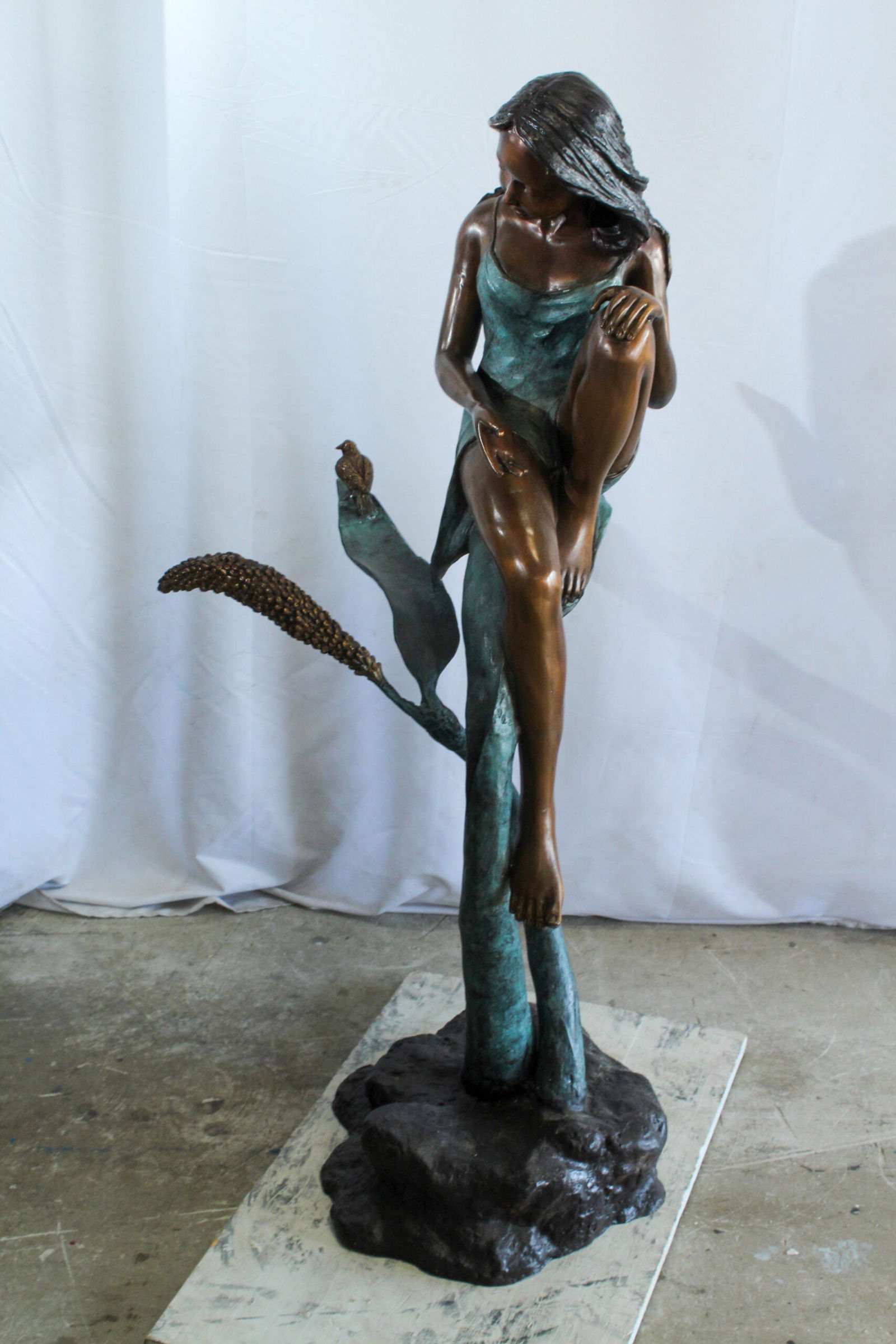 Bronze Girl on Vine Statue – Large Indoor/Outdoor Sculpture, Handcrafted Lost Wax Casting, Young - 8