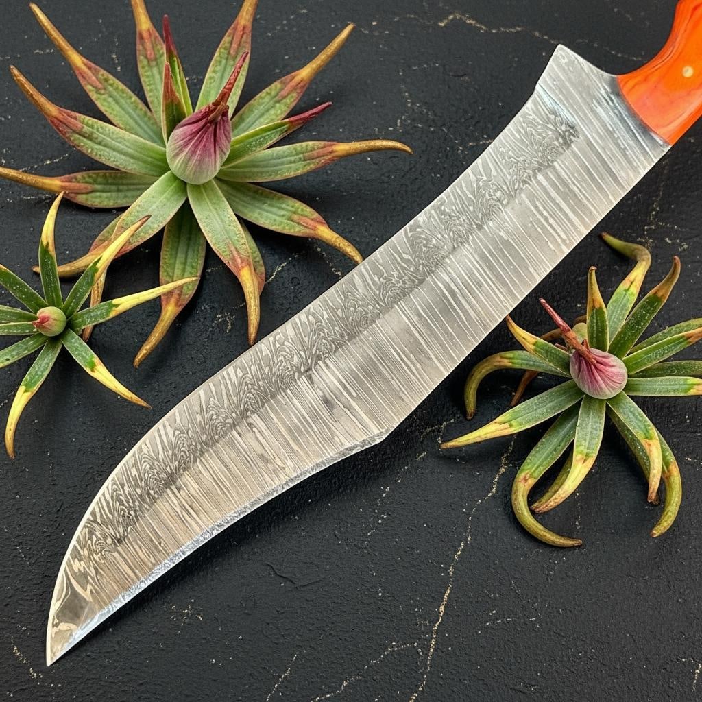 Full Tang Damascus Bowie Hunting Knife, 13-inch Handmade Blade, Pakka Wood Handle - 3