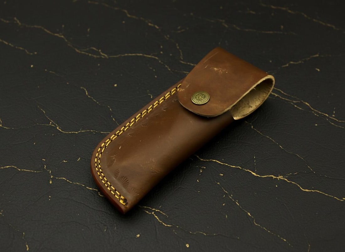 Handmade Damascus Steel Folding Knife with Liner Lock, Custom Pocket Hunting Blade - 7