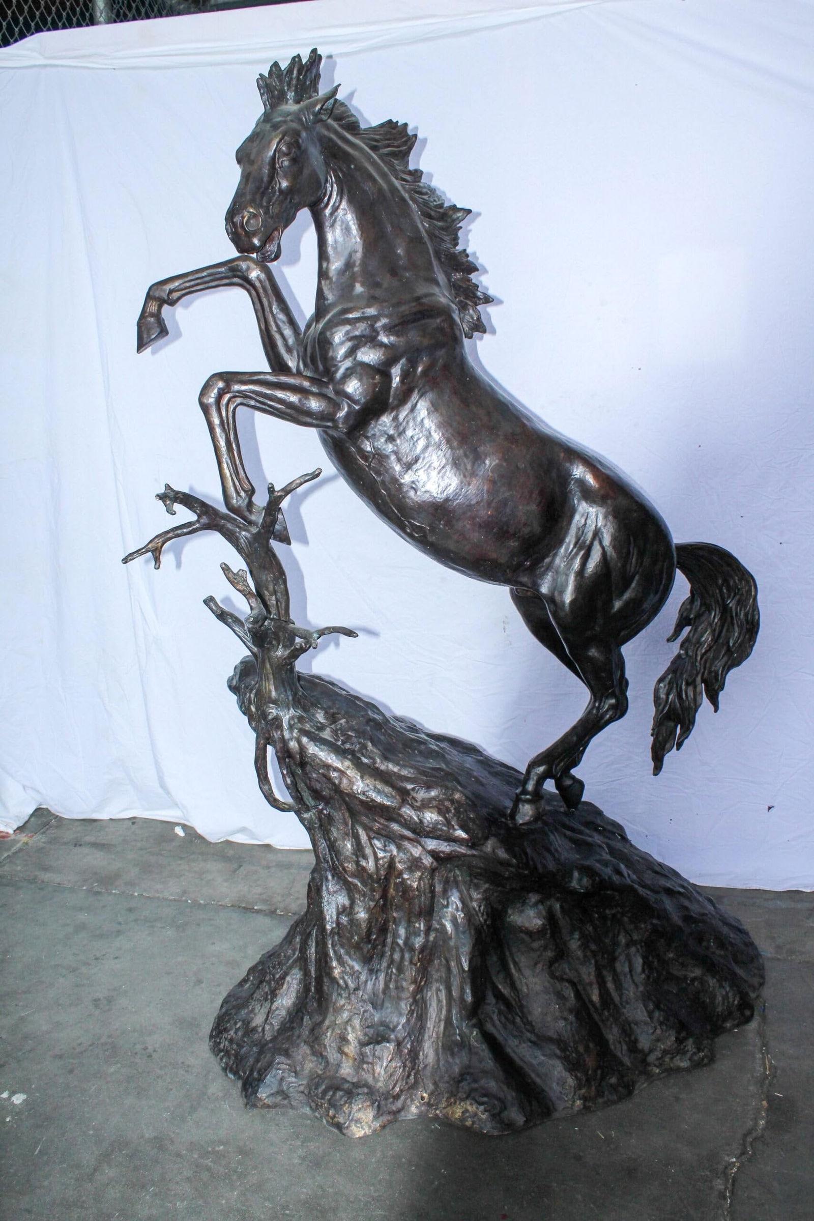 Life Size Bronze Rearing Horse Sculpture by J. Dagan 60" x 37" x 81"H - 4