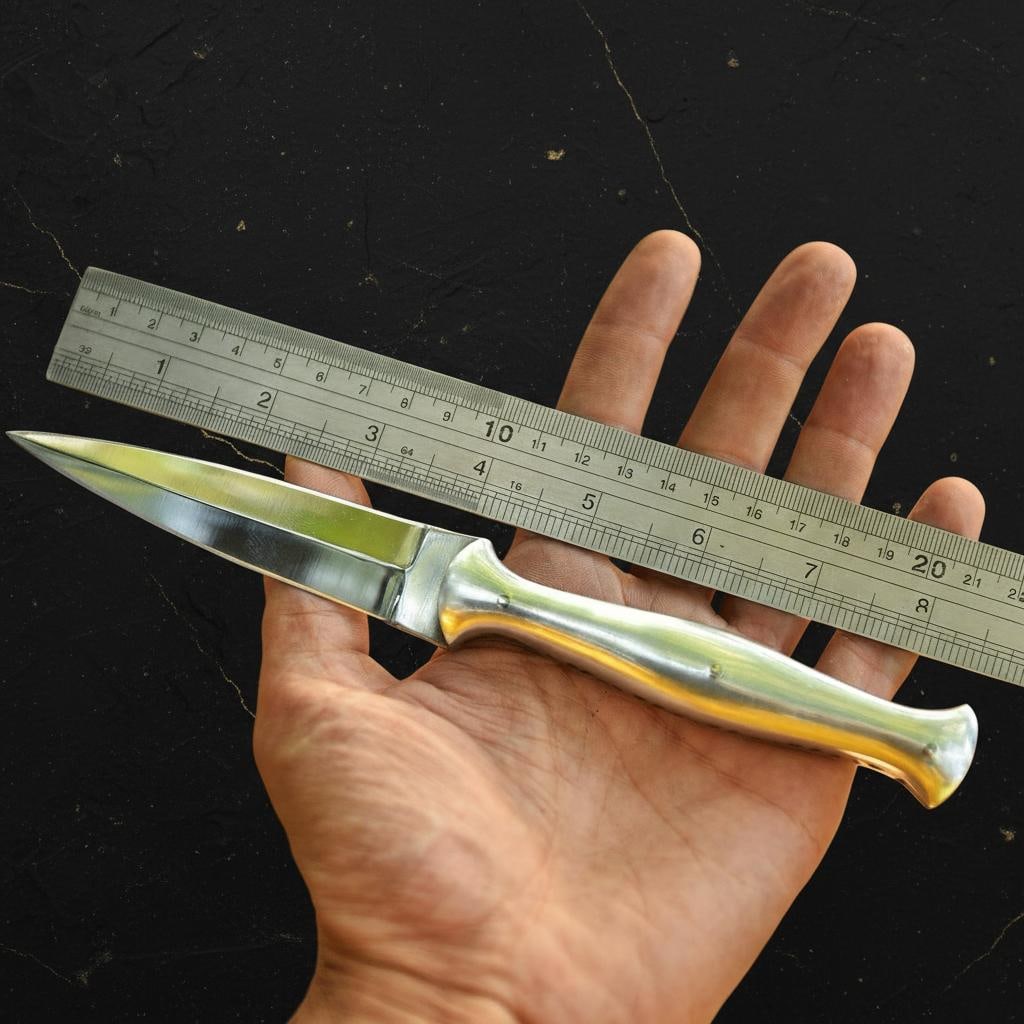 Handmade 8.5" Full Tang Boot Knife with Double Edge High Carbon Steel Dagger Blade - 4