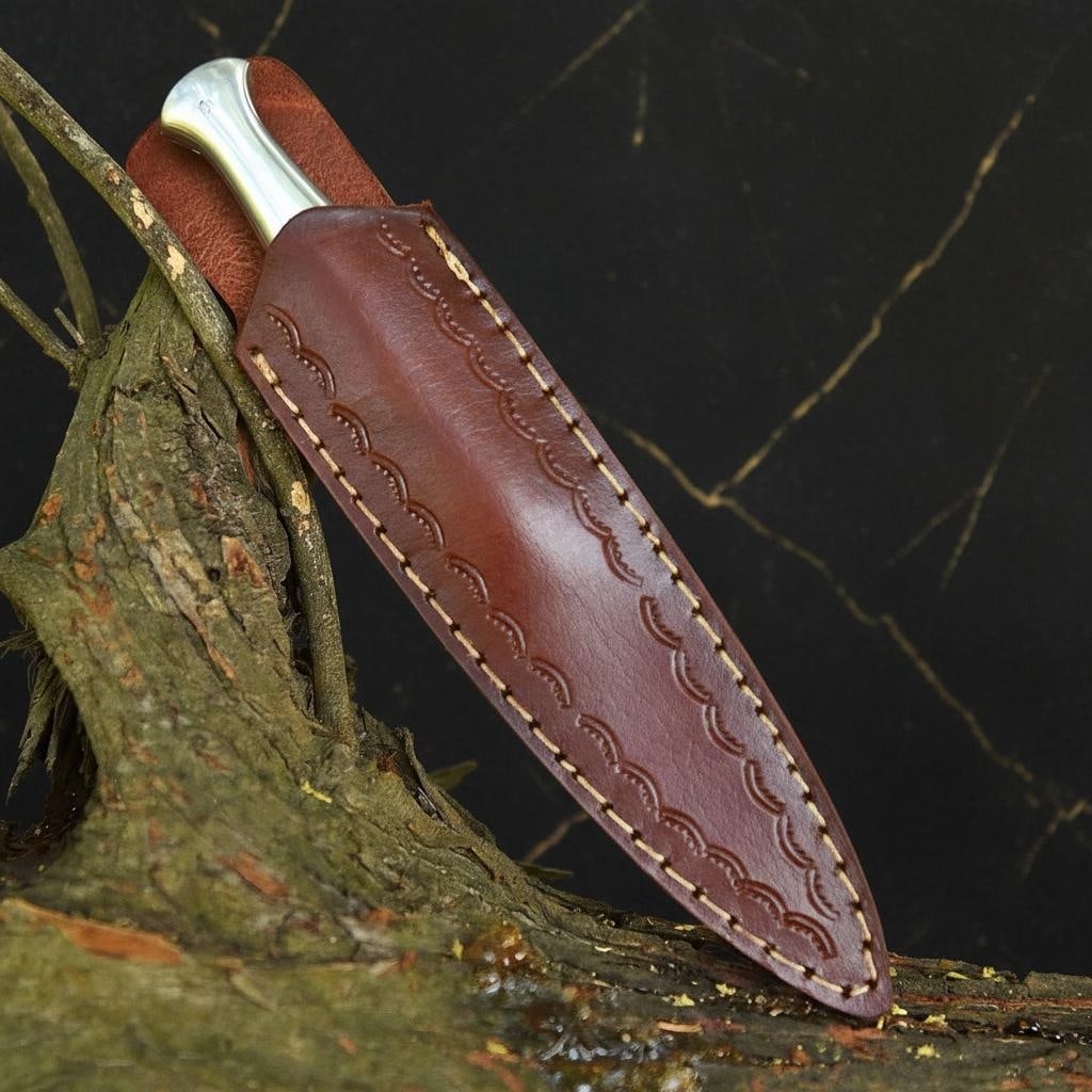 Handmade 8.5" Full Tang Boot Knife with Double Edge High Carbon Steel Dagger Blade - 5