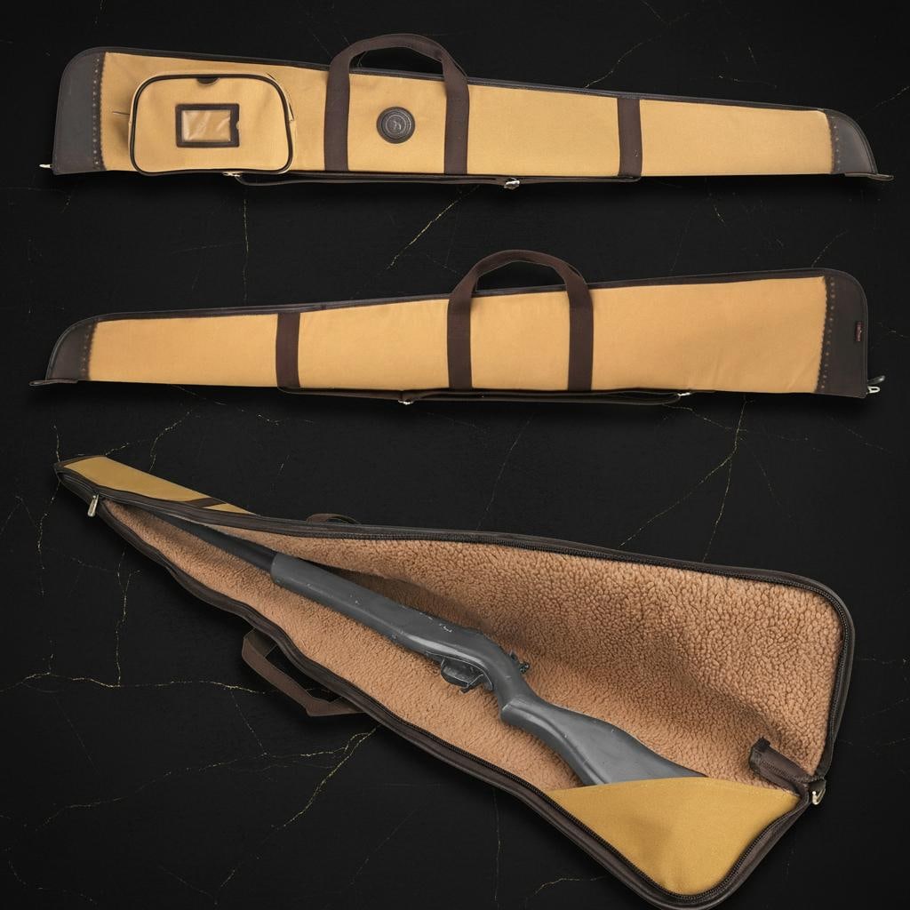 Padded Canvas and Leather Shotgun Case Gun Slip Bag with Adjustable Sling - 15