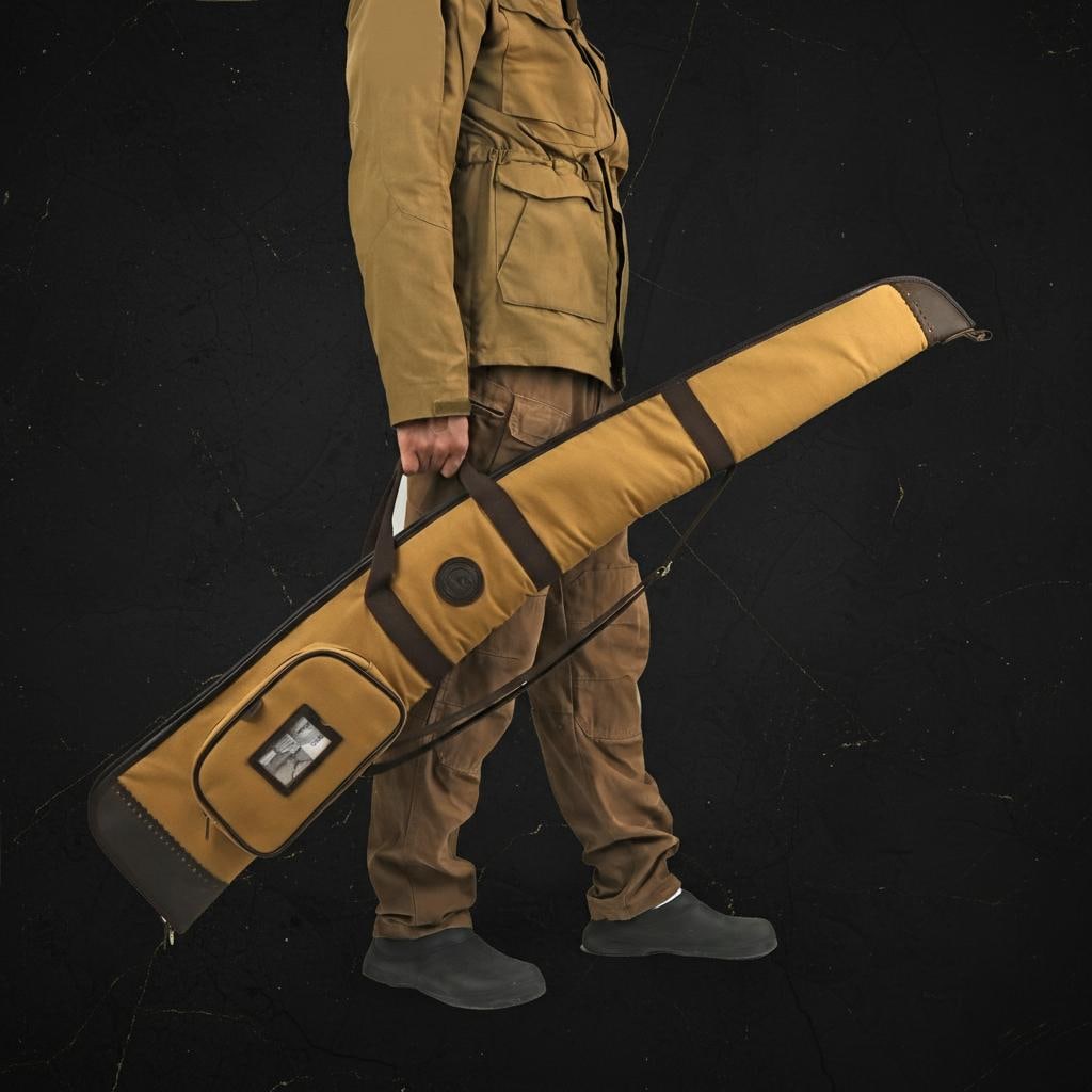 Padded Canvas and Leather Shotgun Case Gun Slip Bag with Adjustable Sling - 18