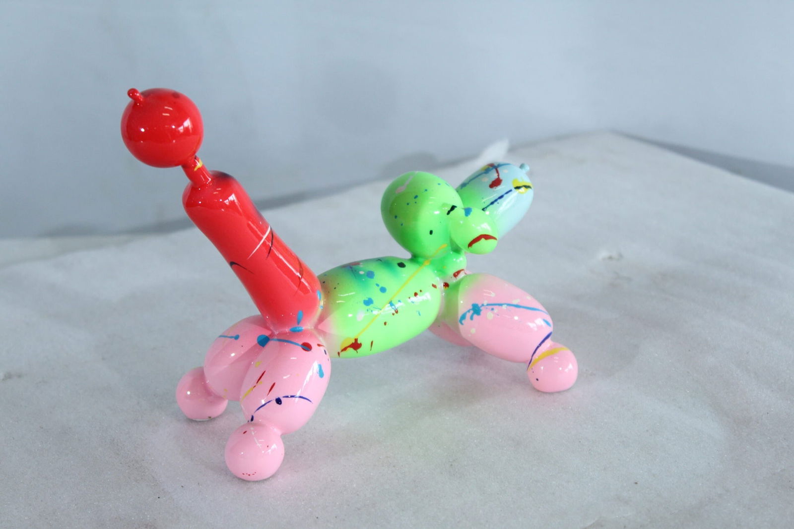 Resin Balloon Dog Statue –Colorful Indoor/Outdoor Pop Art Sculpture with Glossy Multicolor Finish, - 12