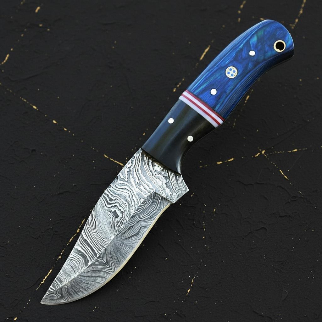 Hand Forged Damascus Steel Skinner Knife 8" Fixed Blade with Custom Wood Handle: Title:Hand Forged Damascus Steel Skinner Knife 8" Fixed Blade with Custom Wood HandleDescription:Discover this masterfully hand forged Damascus steel knife, designed for the serious hunter and