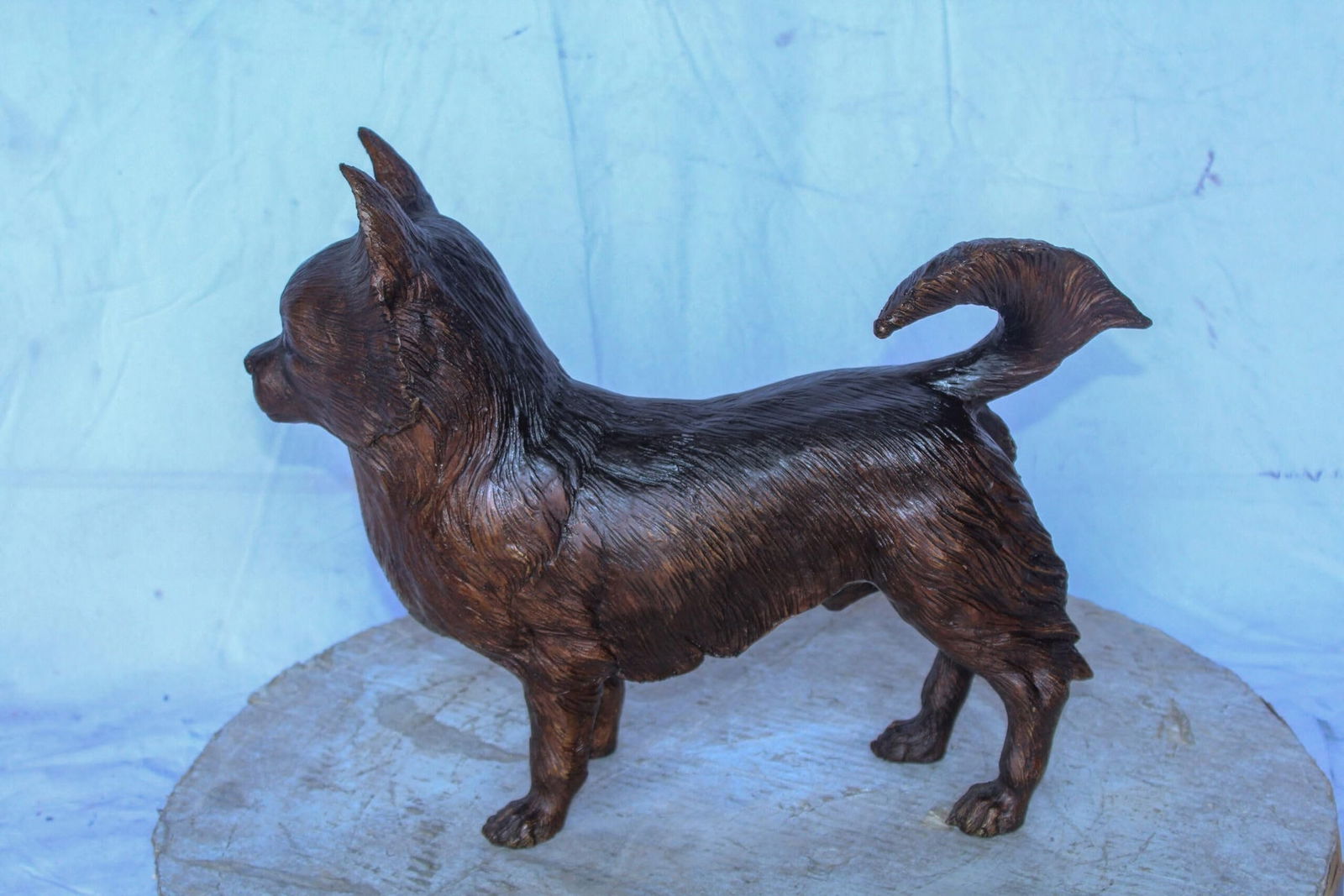 Pomeranian Dog Bronze Statue in a Graceful Standing Pose 18" x 6" x 14"H - 3