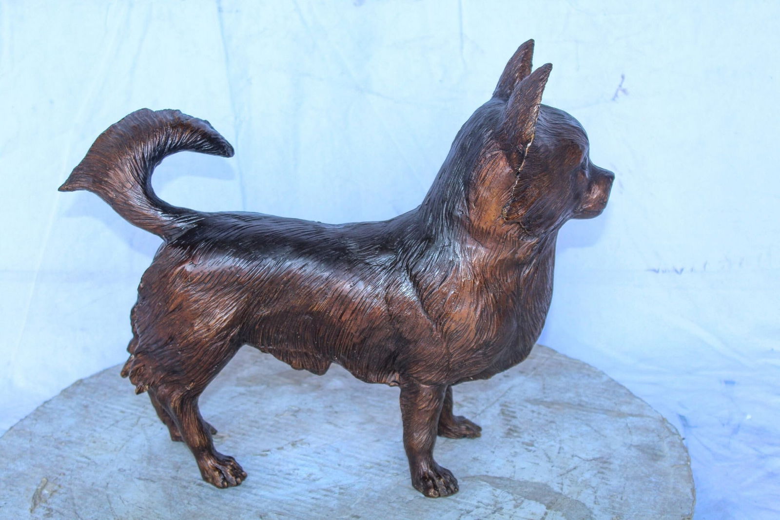 Pomeranian Dog Bronze Statue in a Graceful Standing Pose 18" x 6" x 14"H - 9
