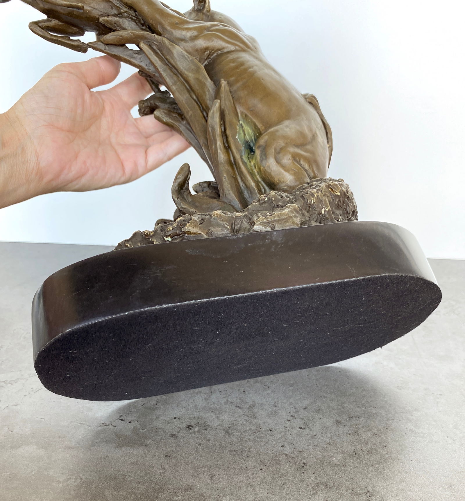 sign. Bronze Lioness hunting an antelope - 9