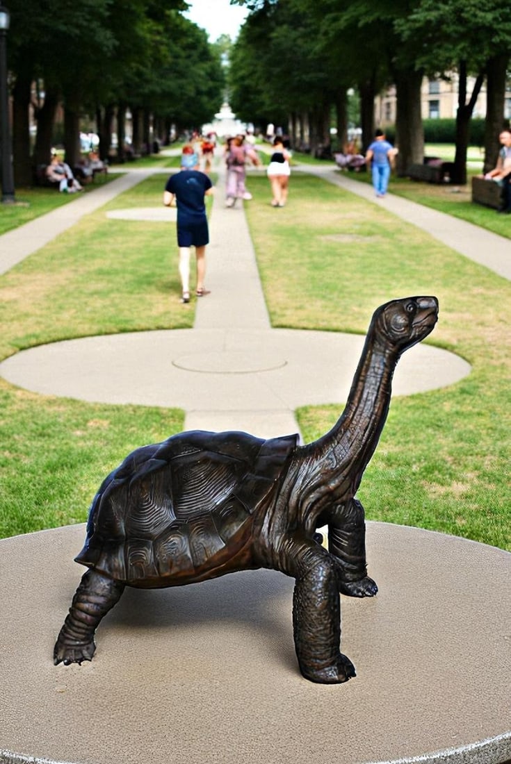 Giant Bronze Tortoise Statue with Detailed Textured Shell 66" x 41" x 59"H - 2