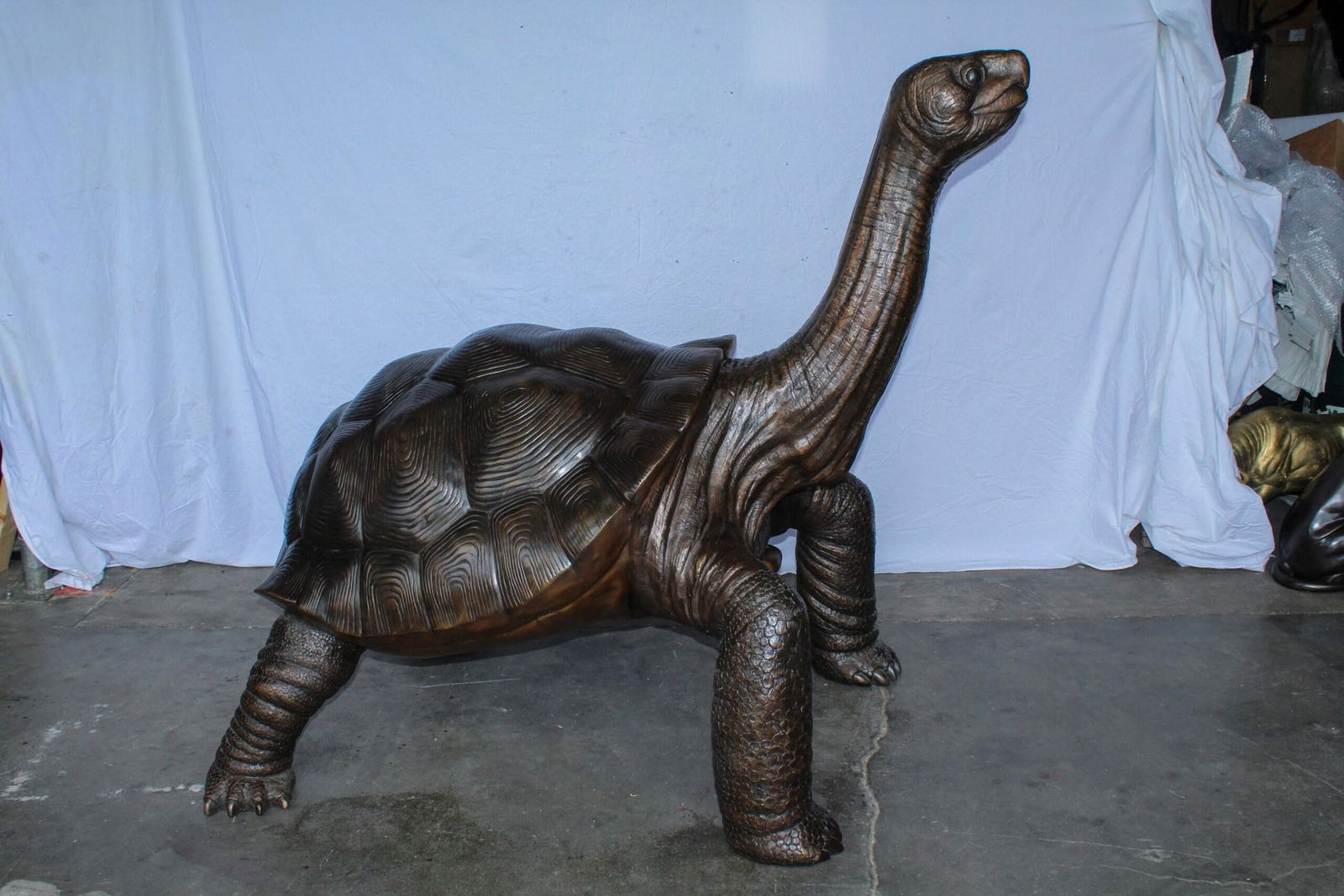 Giant Bronze Tortoise Statue with Detailed Textured Shell 66" x 41" x 59"H - 5