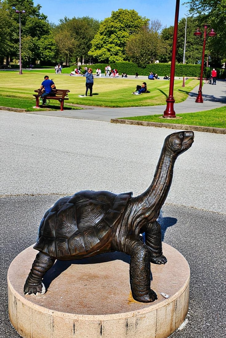 Giant Bronze Tortoise Statue with Detailed Textured Shell 66" x 41" x 59"H - 6