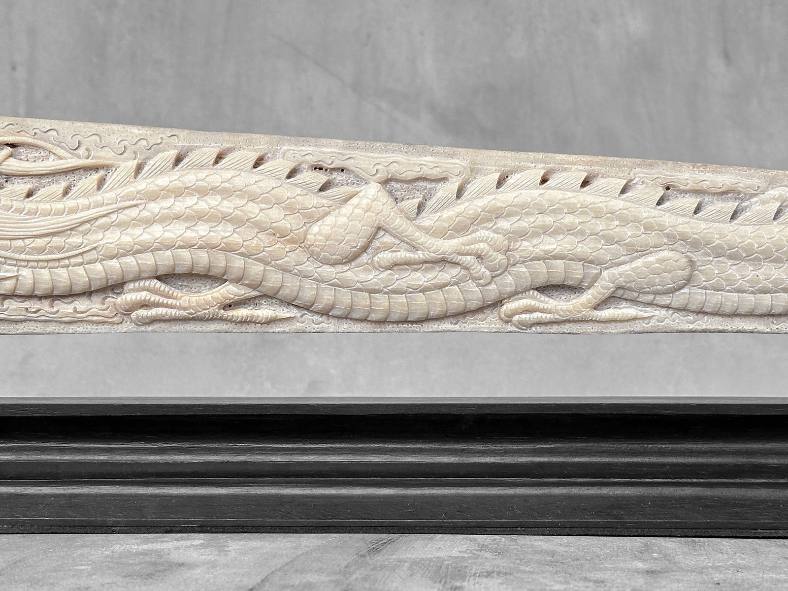 An extra large carved swordfish rostrum - Dragon tiger carving - 8