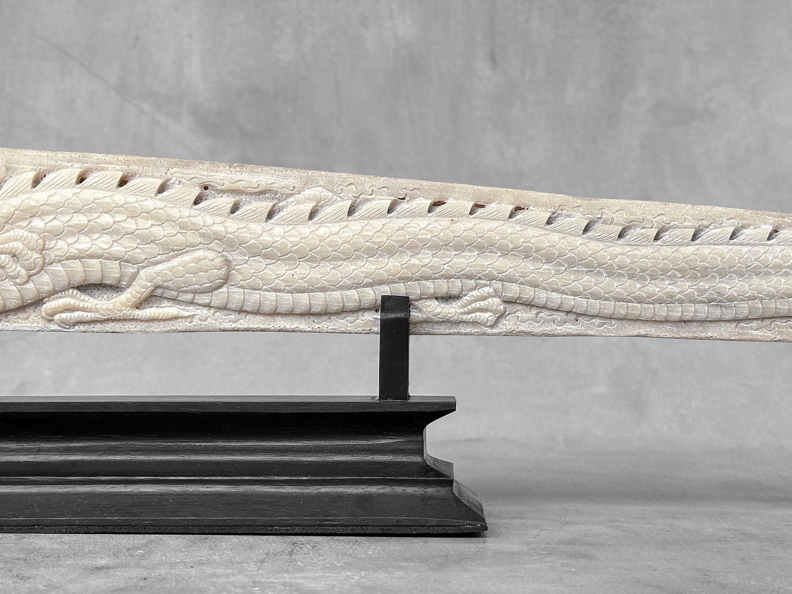 An extra large carved swordfish rostrum - Dragon tiger carving - 9