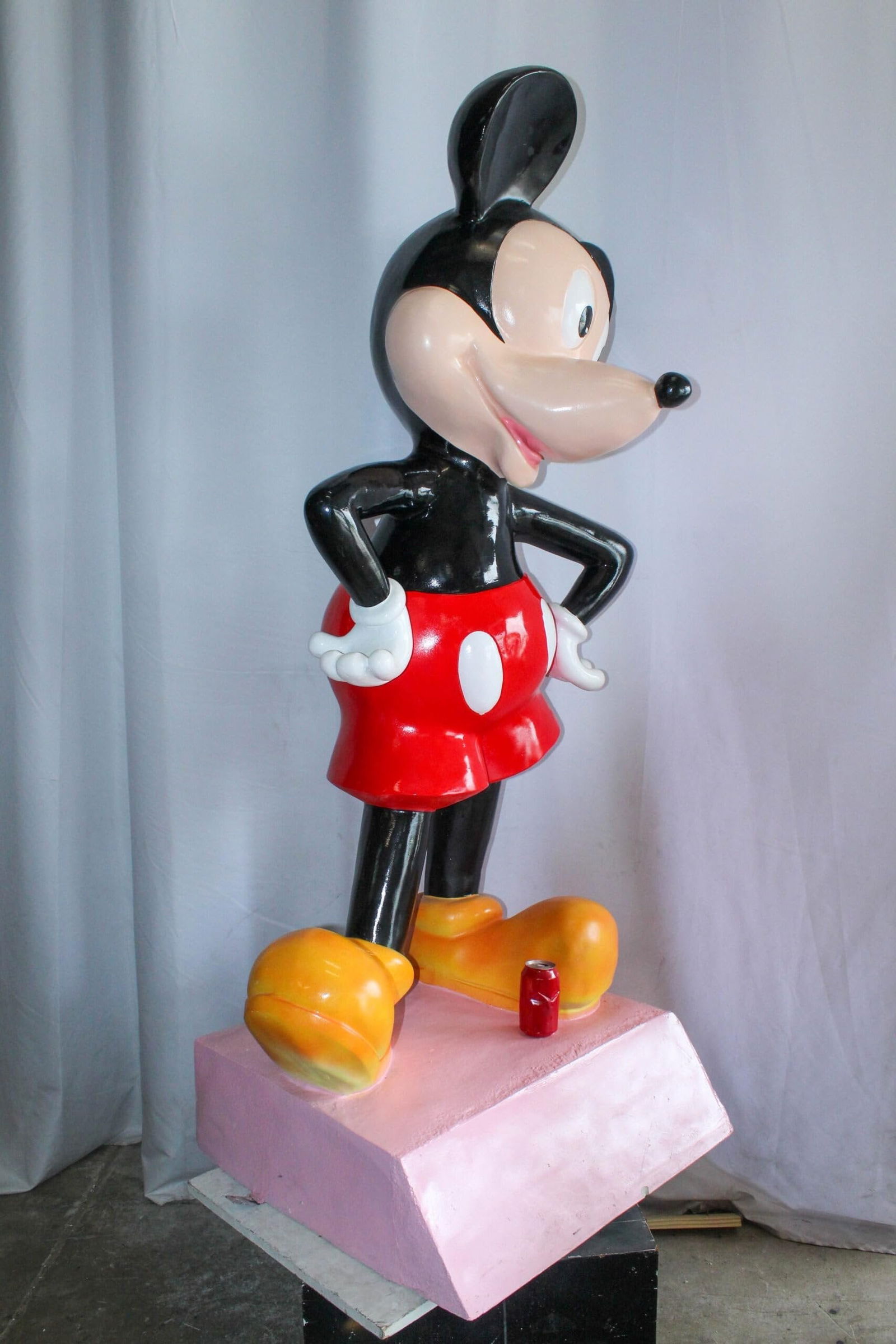 Large Cartoon Mouse Statue Holding Flower Bouquet 35" x 26" x 73"H - 6