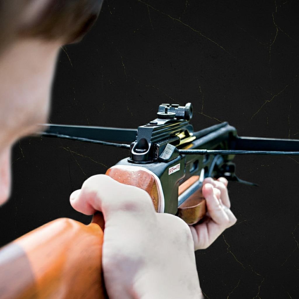 Rifle-Style Wooden Stock Crossbow 150 lb Draw with Fiberglass Limb and Bolts - 3