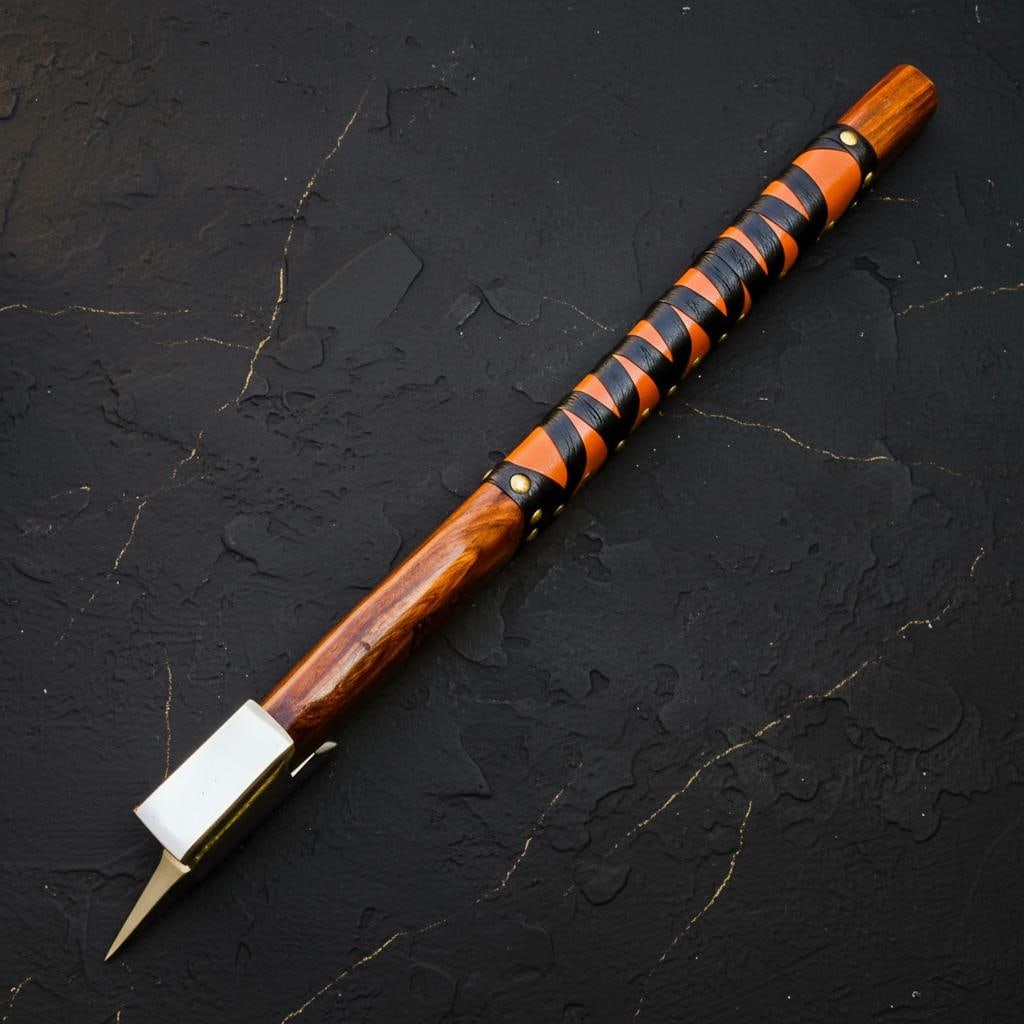 Engraved Ash Wood Viking Axe, Forged Carbon Steel Bearded Tomahawk & Sheath - 12