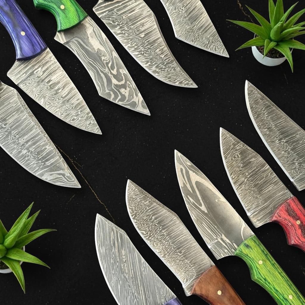Lot of 10 Damascus Steel Hunting Knives Hand Forged Skinner Blade Hardwood Handle - 4