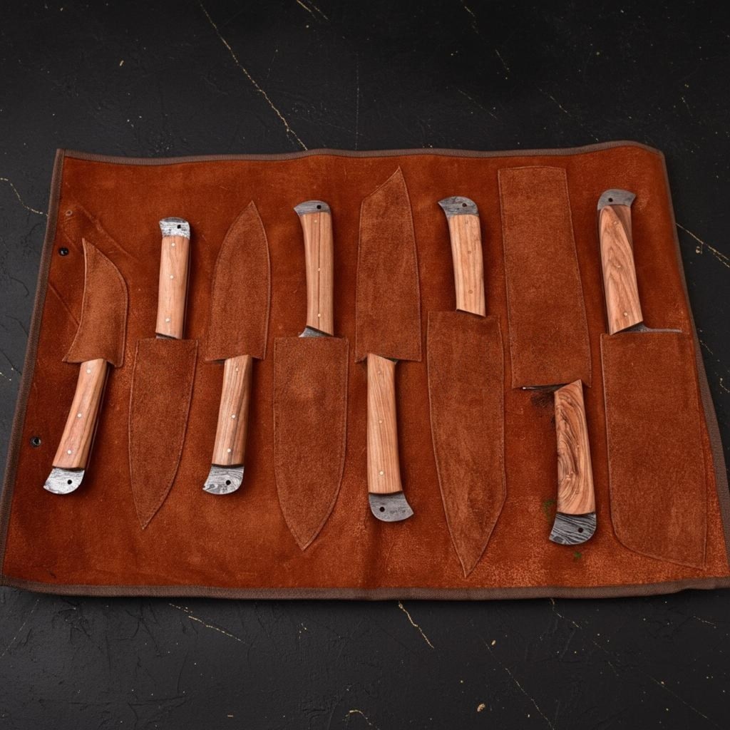 Hand Forged 8-Piece Chef Knife Set Damascus Steel with Olive Wood Handles - 5