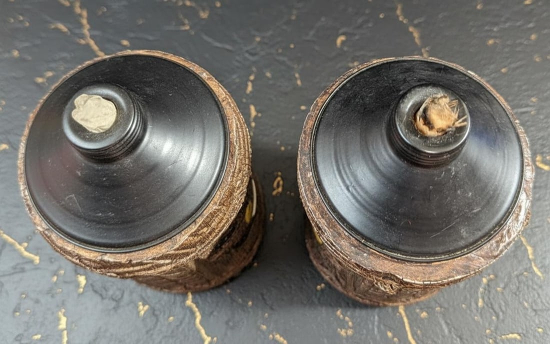 Vintage 90s Friki-Tiki Polynesian Torch Set, Tabletop or Pole Oil Burning Lights - 5