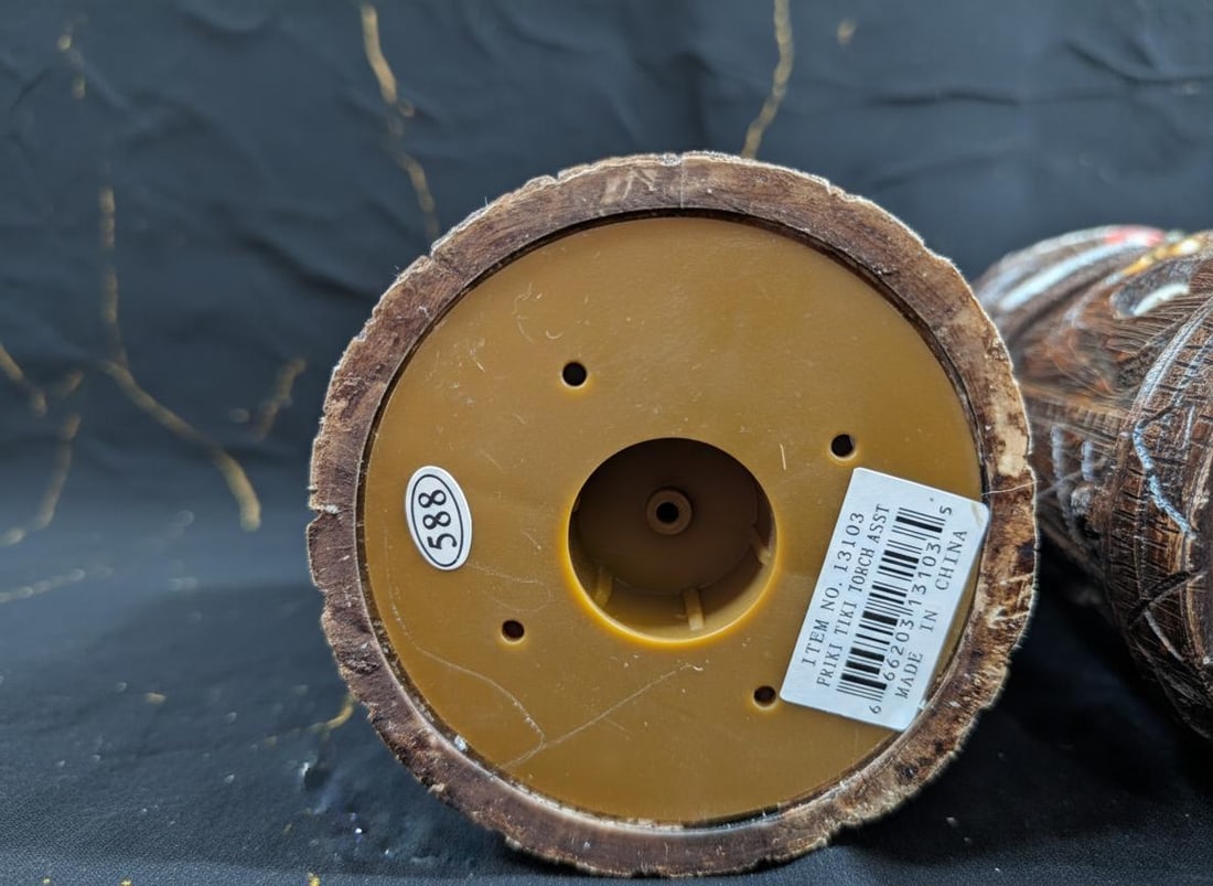 Vintage 90s Friki-Tiki Polynesian Torch Set, Tabletop or Pole Oil Burning Lights - 8