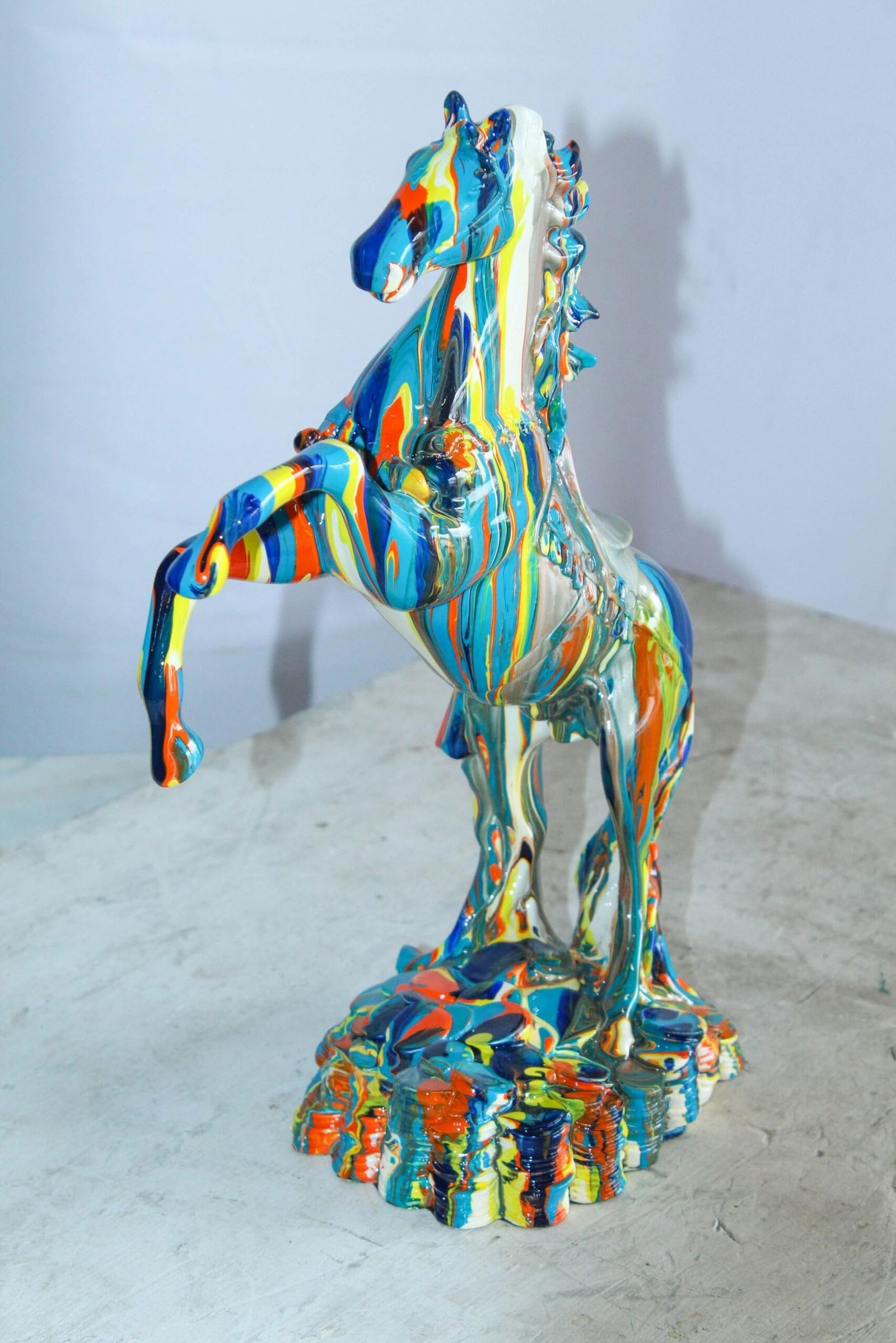 Multicolor Rearing Horse Statue Abstract Art Décor 11" x 6" x 14"H - 10