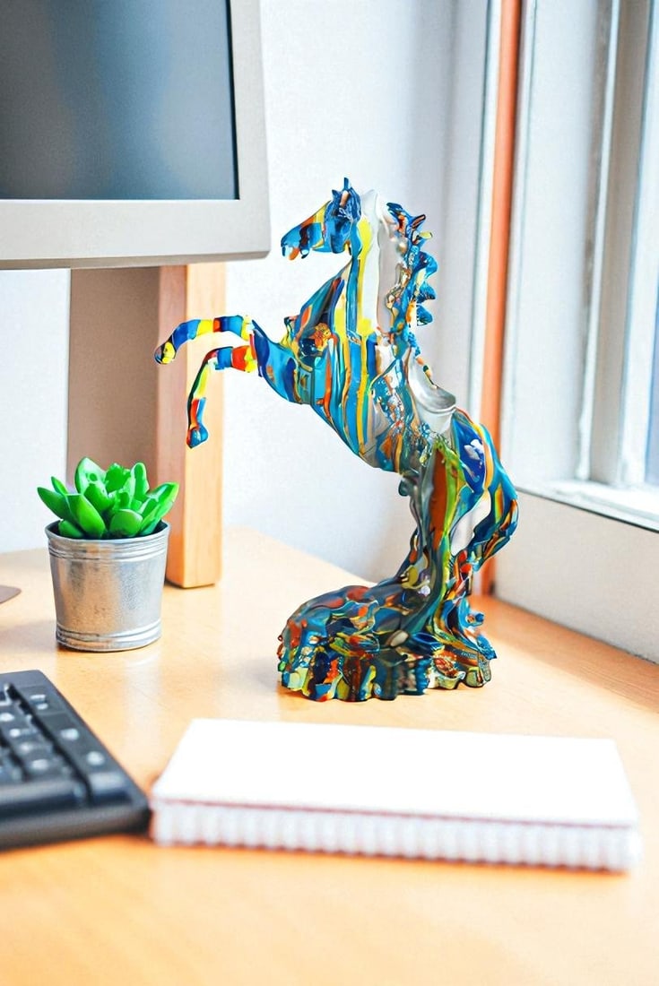 Multicolor Rearing Horse Statue Abstract Art Décor 11" x 6" x 14"H - 11