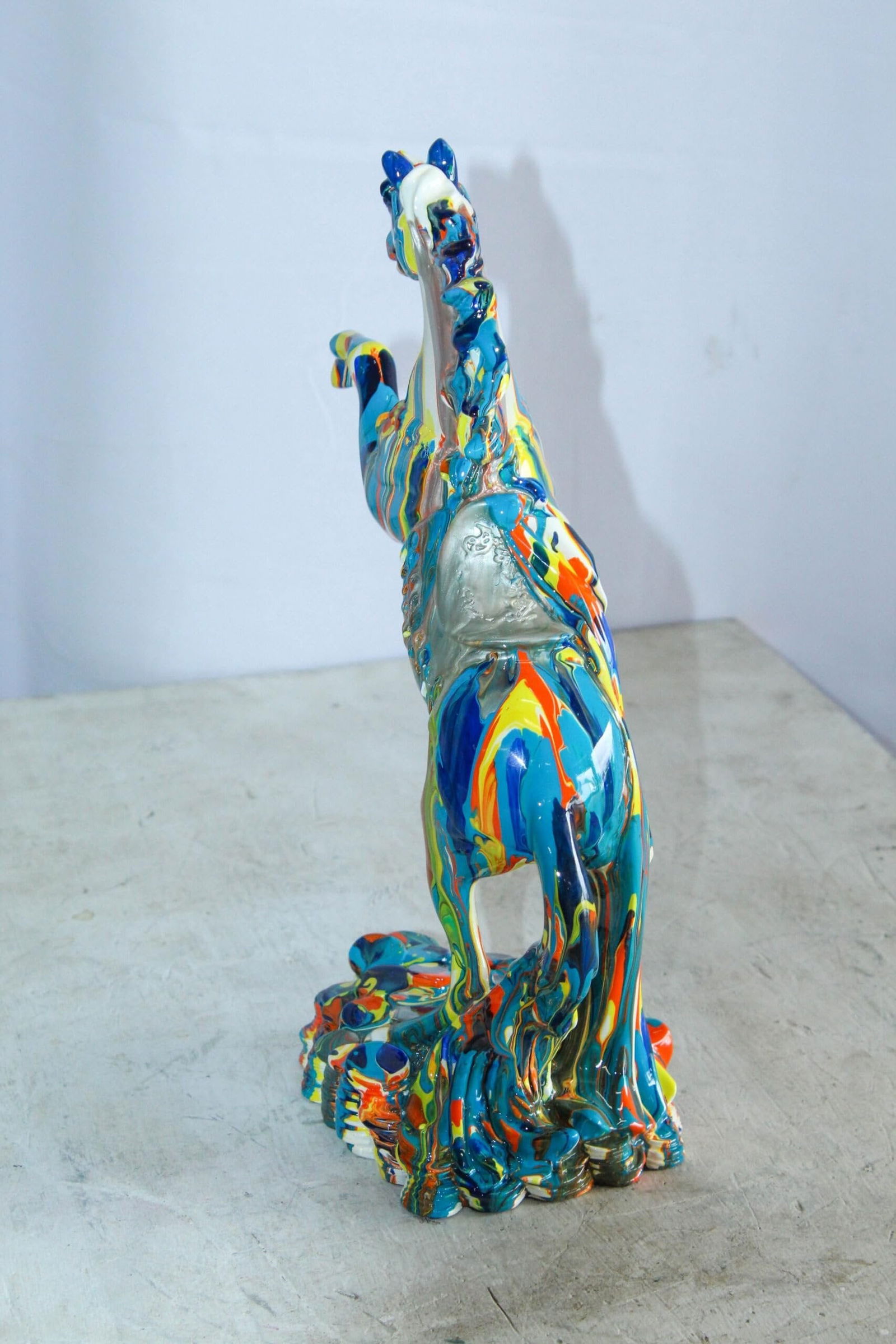Multicolor Rearing Horse Statue Abstract Art Décor 11" x 6" x 14"H - 7