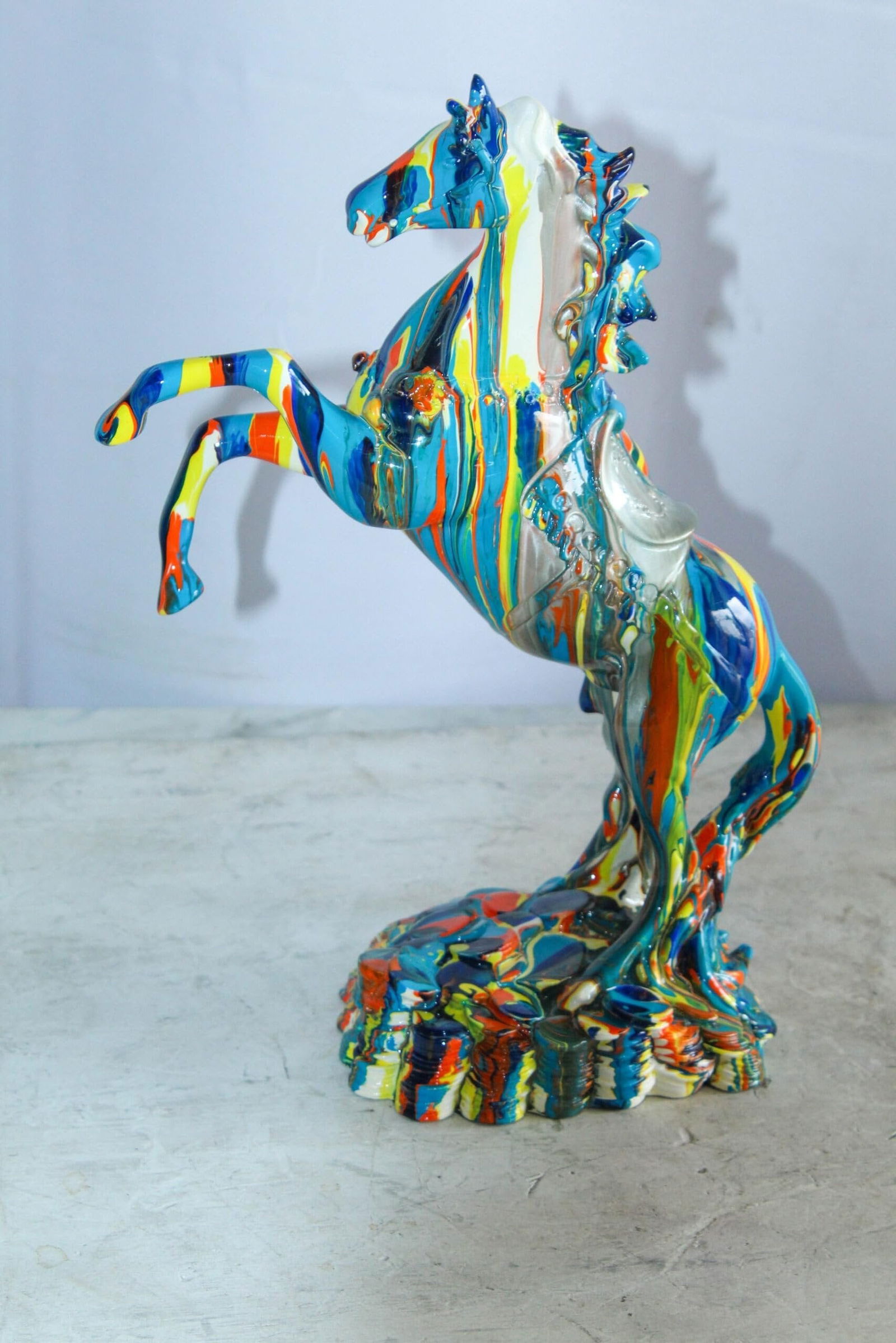 Multicolor Rearing Horse Statue Abstract Art Décor 11" x 6" x 14"H - 9