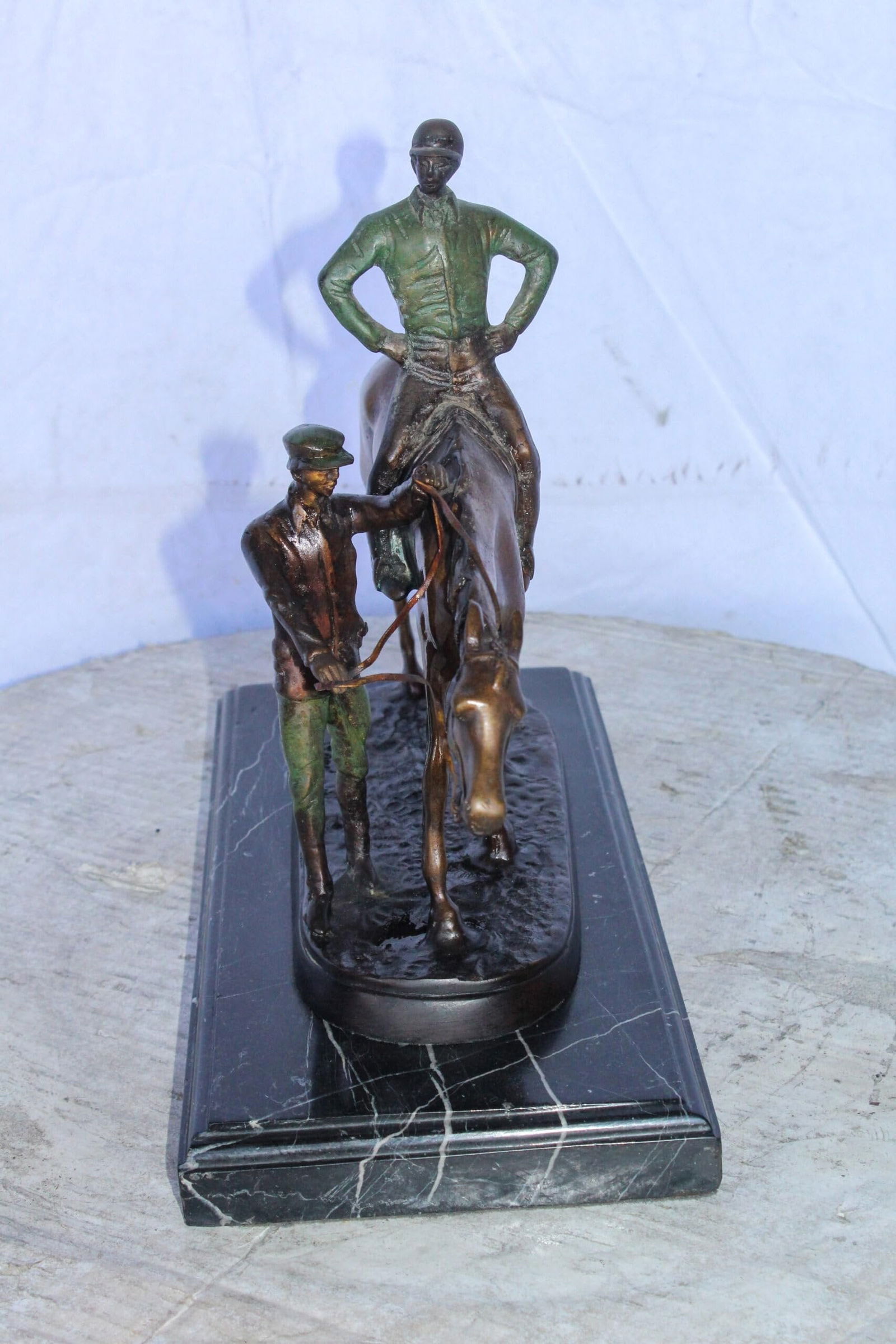 Horse and Jockey Bronze Statue, A J. Willis Good Replica 14" x 6" x 13"H - 6
