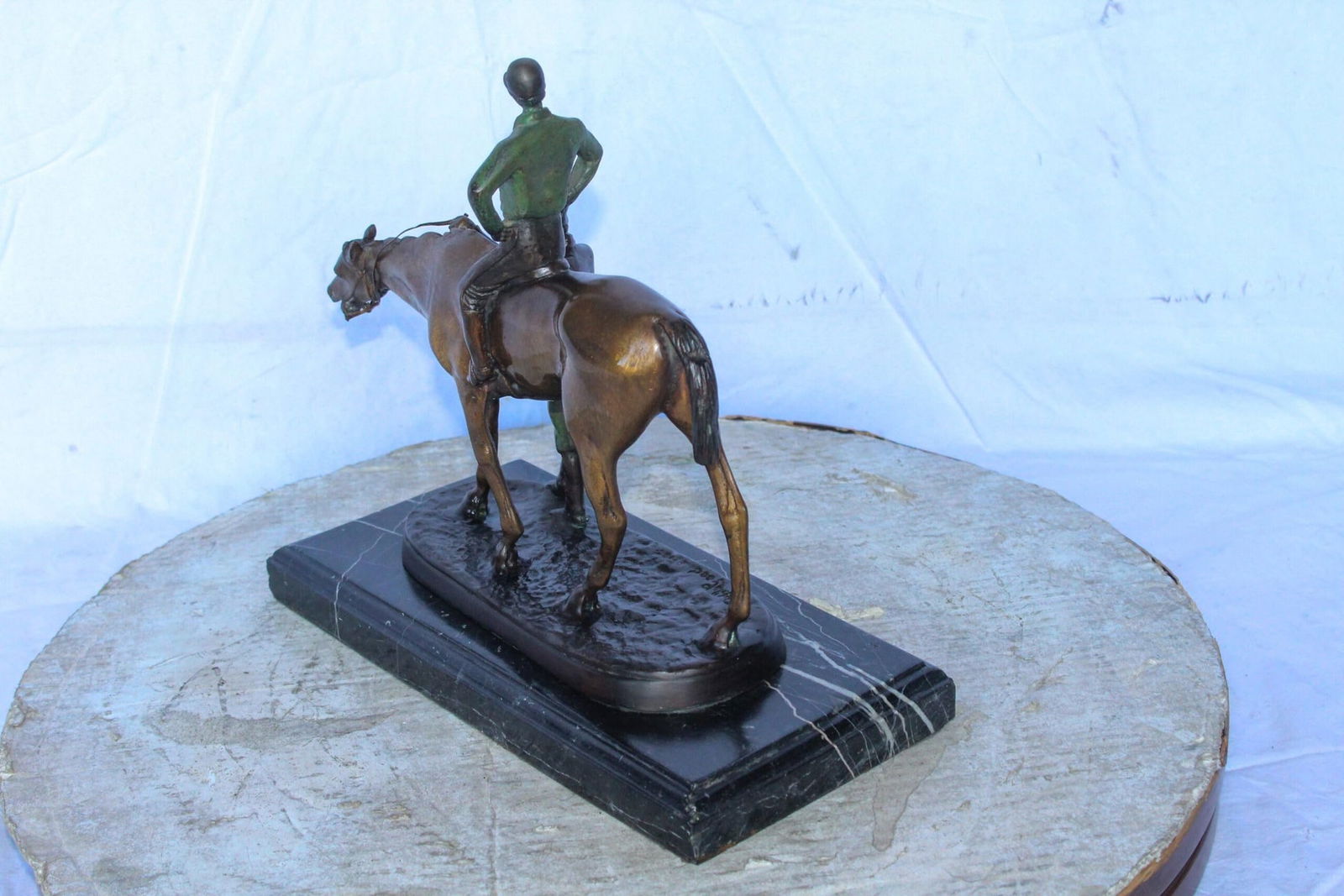Horse and Jockey Bronze Statue, A J. Willis Good Replica 14" x 6" x 13"H - 9
