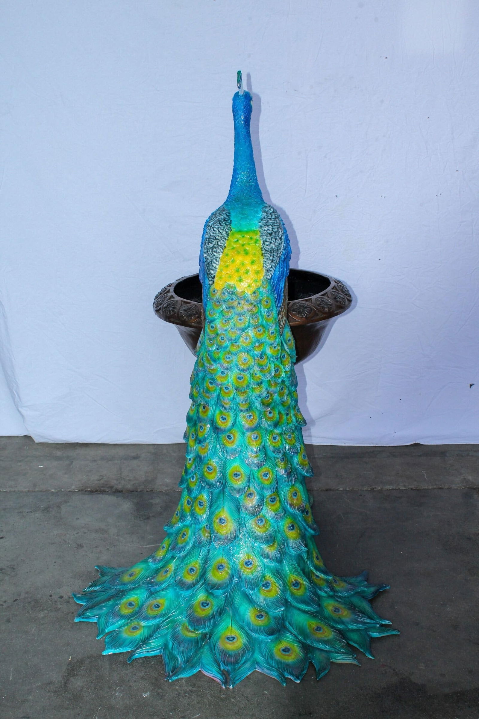 Bronze Peacock Fountain Sculpture with Decorative Bowl - 10