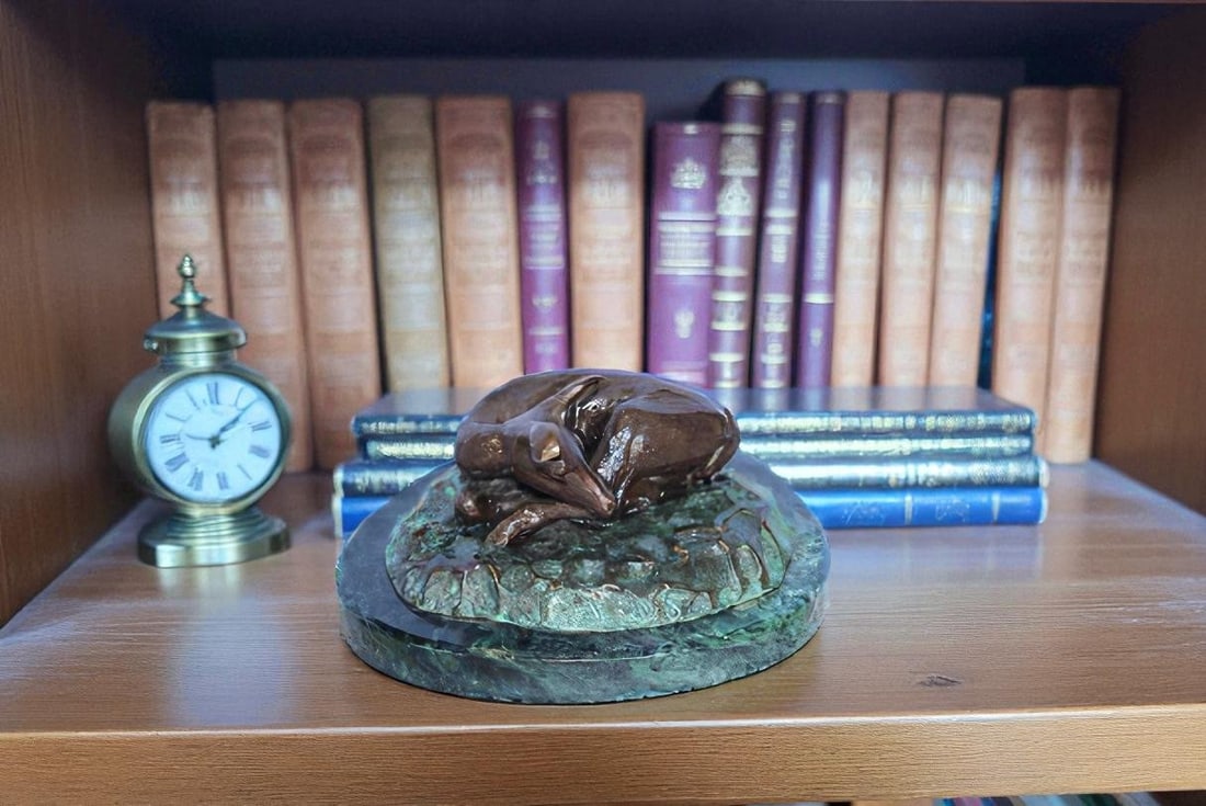 Deer Lazy Days, Small Bronze Statue Signed by Robert Beeler 6" x 7" x 3"H - 5