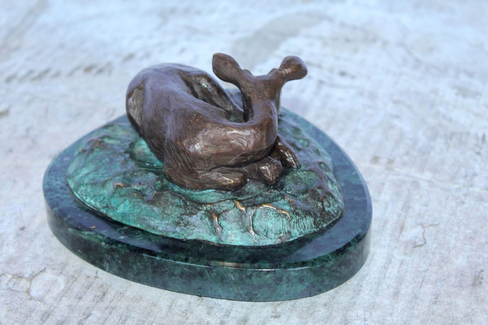 Deer Lazy Days, Small Bronze Statue Signed by Robert Beeler 6" x 7" x 3"H - 7