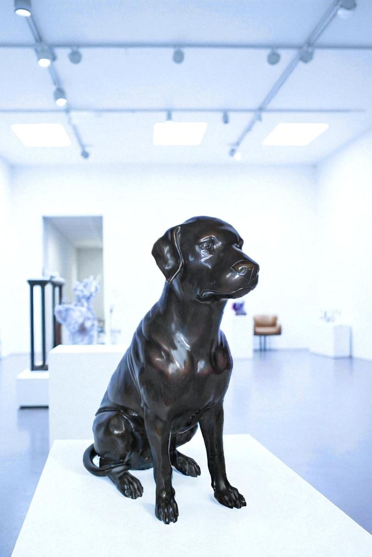 Large Bronze Chocolate Labrador Dog Statue Sitting Pose 22" x 12" x 27"H - 6