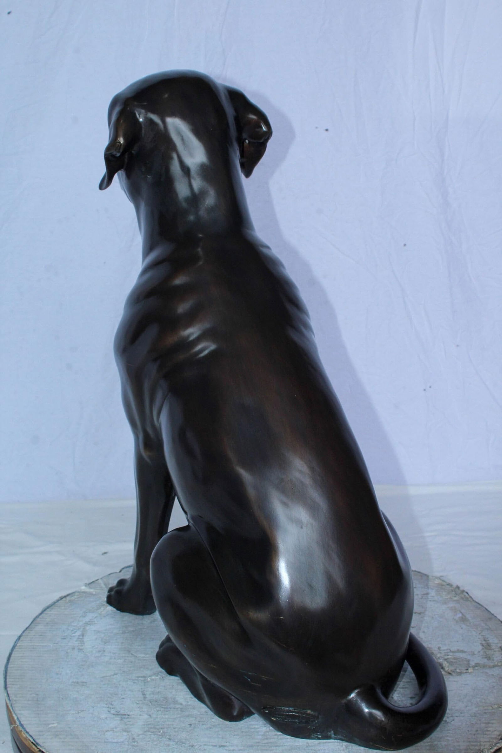 Large Bronze Chocolate Labrador Dog Statue Sitting Pose 22" x 12" x 27"H - 8