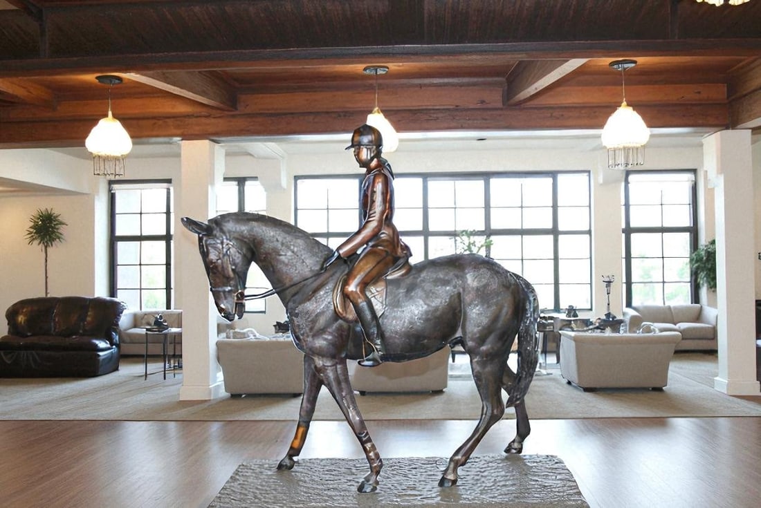 Life Size Bronze Horse and Rider Sculpture Equestrian Art 77" x 31" x 79"H - 3