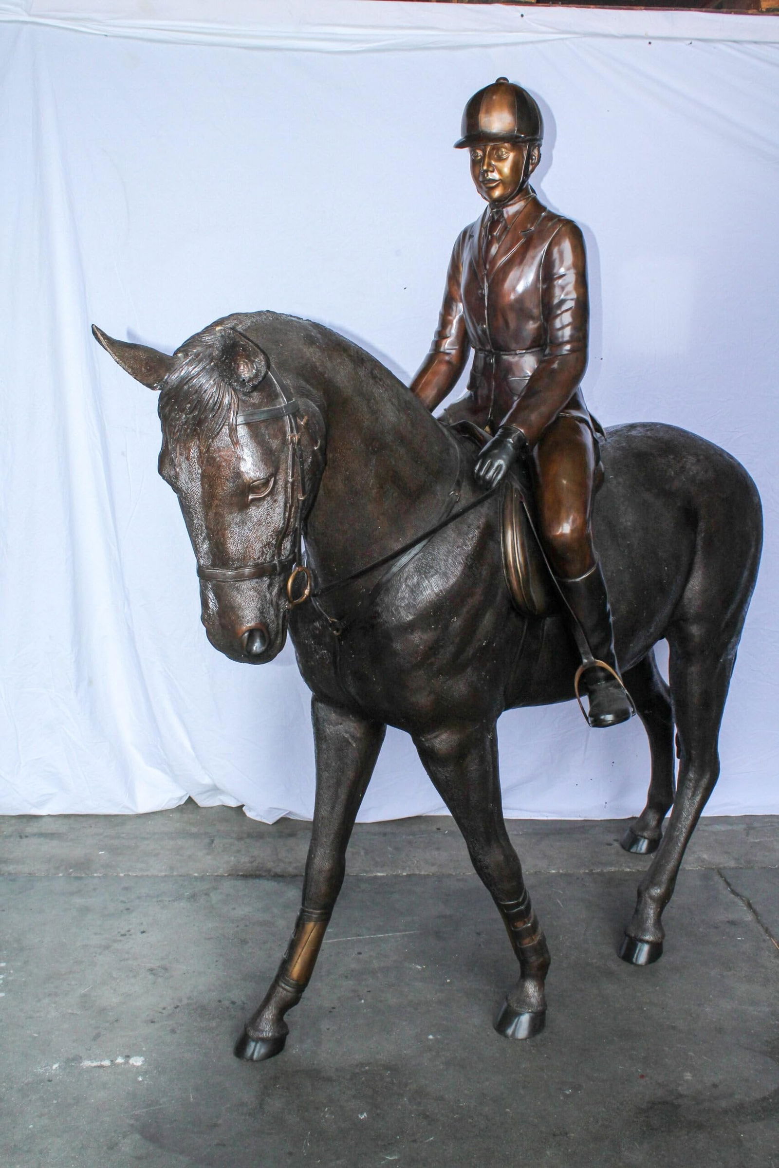 Life Size Bronze Horse and Rider Sculpture Equestrian Art 77" x 31" x 79"H - 9