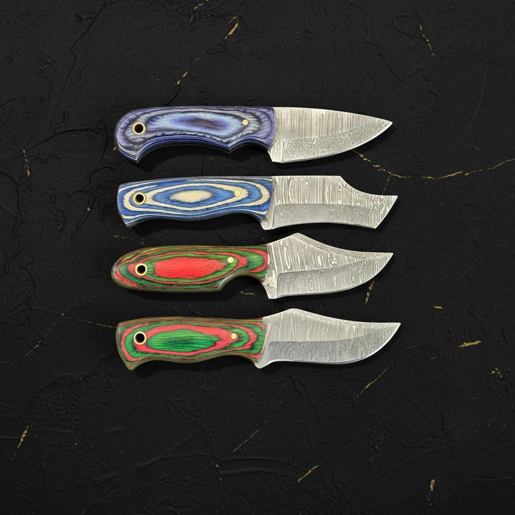 Lot of 10 Hand-Forged Damascus Steel Skinner Knives 6" Pakka Wood Handles D74 - 8